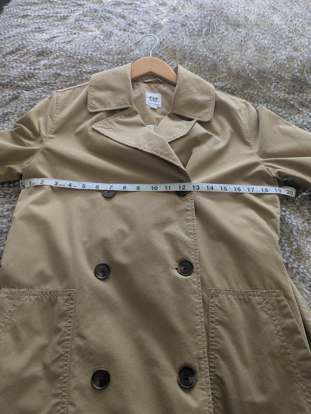 GAP Beige Double-Breasted Trench Coat with Belt - Picture 6 of 9